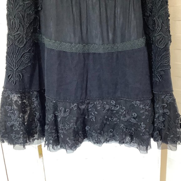 basil & maude black corduroy lace embroidered skirt size 8 - Picture 4 of 11